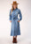 Stetson Womens Denim Denim Mid-Length L/S Tie Front Dress