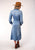 Stetson Womens Denim Denim Mid-Length L/S Tie Front Dress
