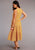Stetson Womens Yellow 100% Cotton Aztec Schiffli S/L Dress