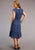 Stetson Womens Blue Rayon/Nylon Vintage Ditzy S/L Dress