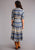 Stetson Womens Blue Rayon/Nylon Indigo Stripe S/S Dress