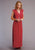 Stetson Womens Red Rayon/Nylon Cross Front Long S/L Dress