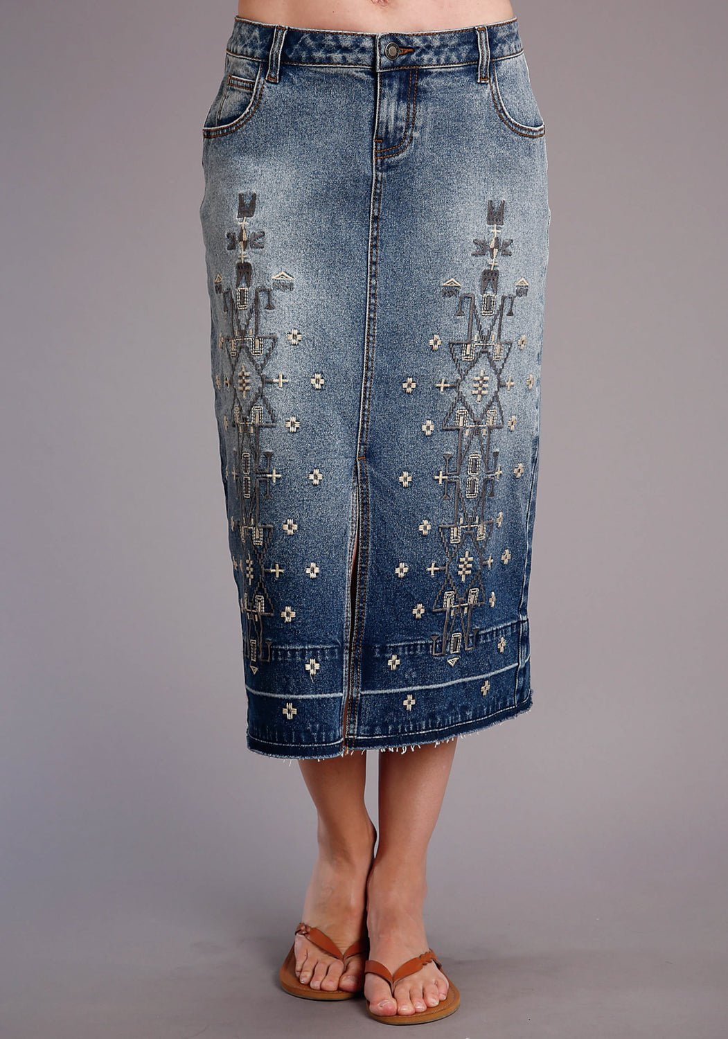 Stetson Womens Blue Cotton Blend 5 Pocket Midi Skirt – The Western Company