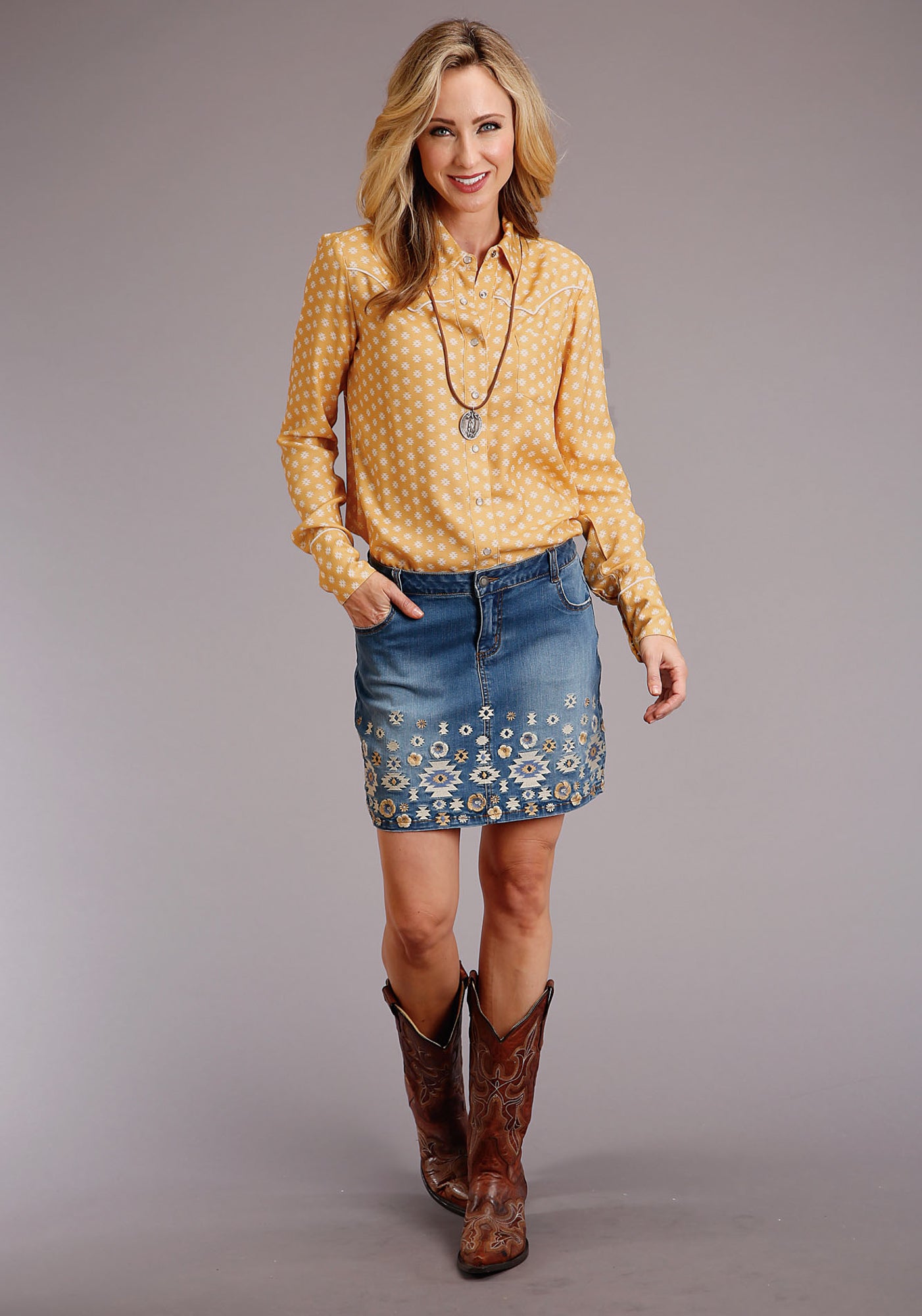 Rock  Roll Cowgirl Womens Two Toned Medium Vintage Jean Skirt RRWD69   Russells Western Wear Inc