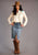 Stetson Womens Blue 100% Cotton Slit Center Denim Midi Skirt