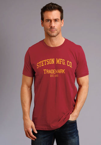 Stetson Unisex Red 100% Cotton MFG CO S/S T-Shirt