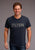 Stetson Mens Blue Cotton Blend Distressed Logo S/S T-Shirt