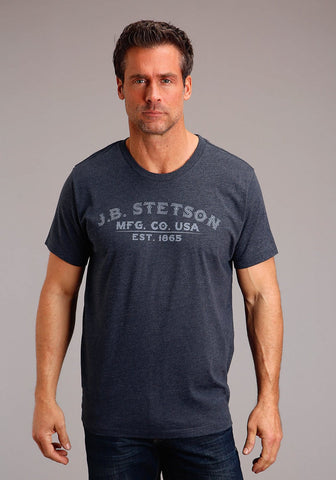 Stetson Mens Navy Cotton Blend MFG CO 1865 S/S T-Shirt