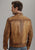 Stetson Mens Brown Burnished Leather Jacket Motorcycle Western Zip Front