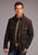 Stetson Mens Distressed Brown Leather Collared Jacket