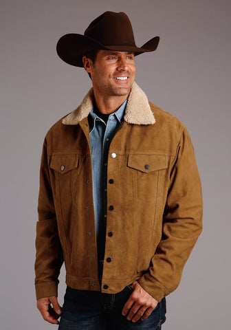 Stetson Mens Vintage Tan Leather Western Shearling Jacket – The Western ...
