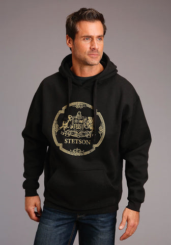 Stetson Mens Black Cotton Blend Beaver Logo Hoodie