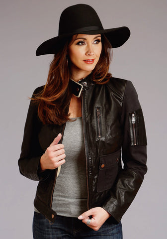 Stetson Womens Black Leather Sherpa Lined Jacket