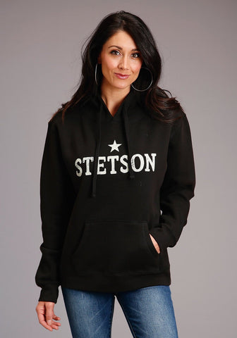Stetson Womens Black Cotton Blend Star Logo Hoodie