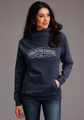 Stetson Womens Heather Navy Cotton Blend American Spirit Hoodie