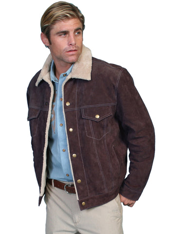 Scully Mens Chocolate Boar Suede Jean Jacket