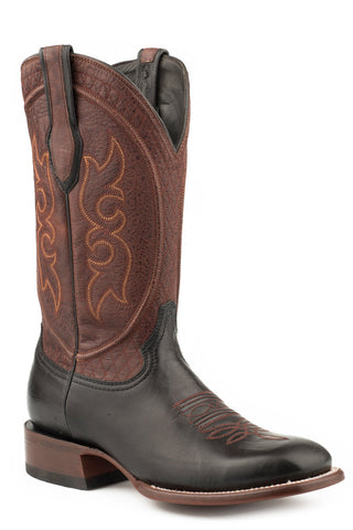 Stetson Mens Black/Wine Goat Leather Bridger Cowboy Boots