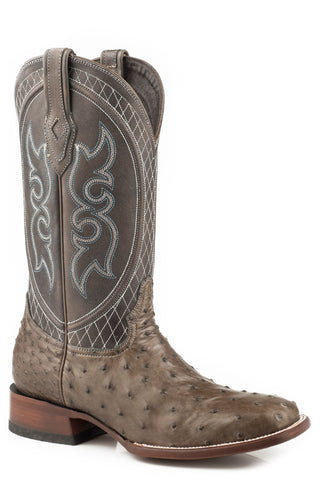 Stetson Mens Grey Ostrich 13In Ozzy Cowboy Boots