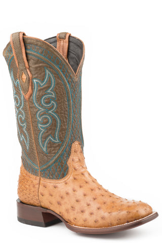 Stetson Mens Green/Antique Ostrich 13In Cowboy Boots