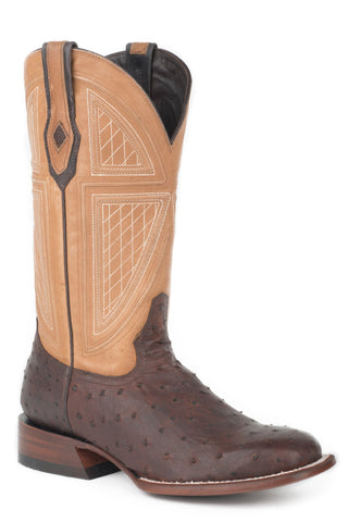 Stetson Mens Brown Ostrich Red Lodge Cowboy Boots