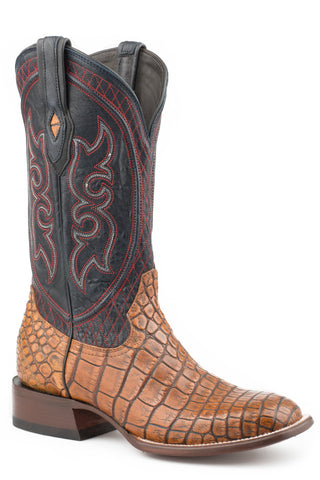 Stetson Mens Blue/Taupe Alligator Roundup Cowboy Boots