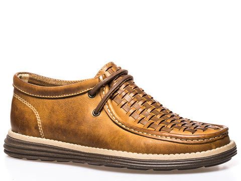 Stetson Mens Cognac/Tan Leather Wyatt Chukka Oxford Shoes