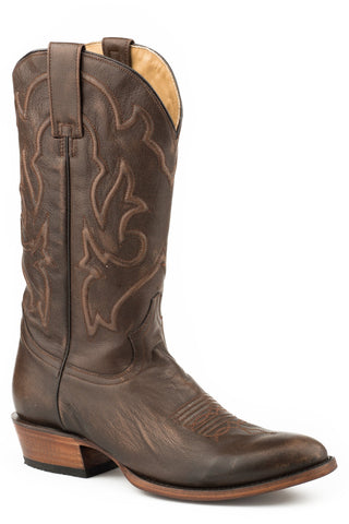 Stetson Mens Brown Leather Carlisle Cording Cowboy Boots