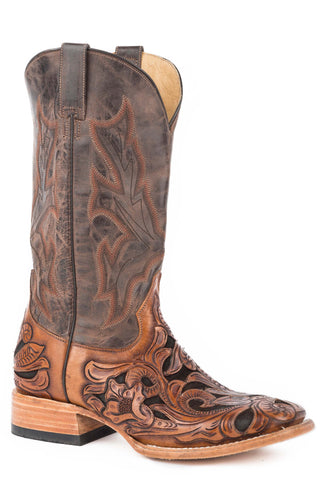 Stetson Mens Brown Leather Wicks Cowboy Boots