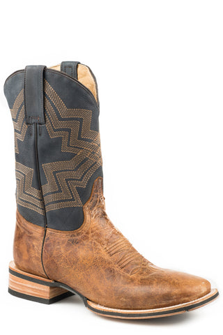 Stetson Mens Blue/Waxy Brown Leather Goddard Cowboy Boots