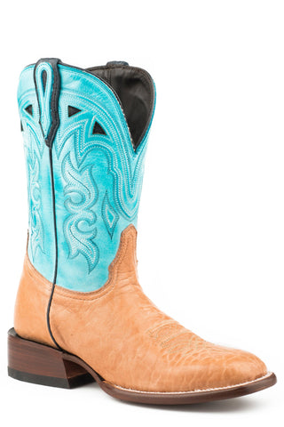Stetson Womens Tan/Turquoise Leather 11In Jbs Cowboy Boots