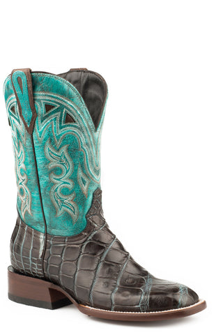 Stetson Womens Brown/Turquoise Alligator Madrid Cowboy Boots