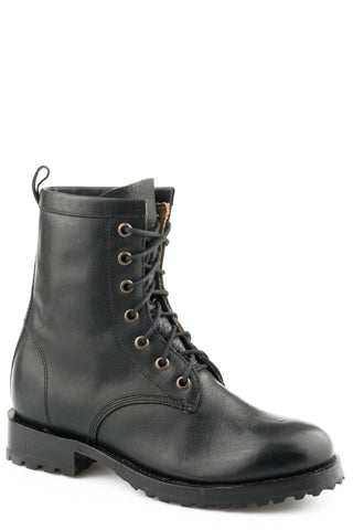 Stetson Womens Black Leather Sam 7In Lace-Up Work Boots