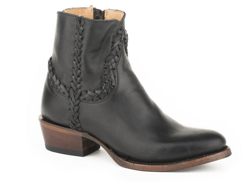 Stetson Womens Black Leather Pixie 6In Zip Ankle Boots