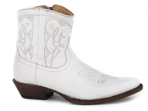 Stetson Womens White Leather Annika 5In Ankle Boots