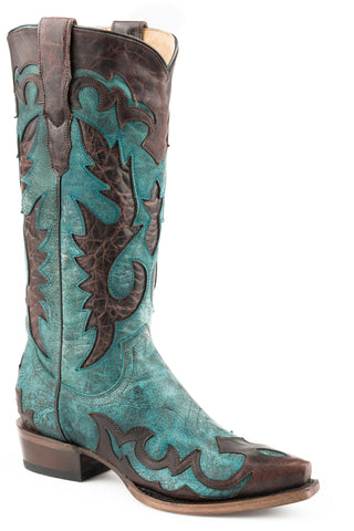 Stetson Womens Blue Leather Cora 13In Cowboy Boots