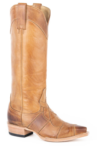 Stetson Womens Brown Leather Parker 15In Crown Cowboy Boots