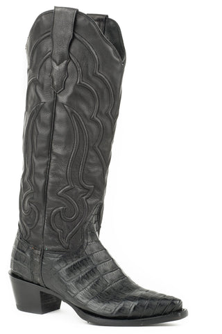 Stetson Womens Black Caiman Talita Cowboy Boots