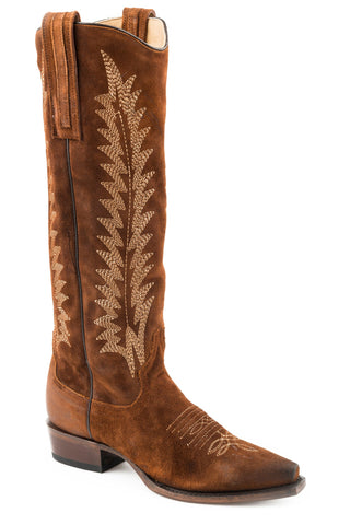 Stetson Womens Brown Leather Emme Oiled Suede Cowboy Boots