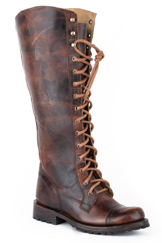 Stetson Womens Brown Leather Winter 16In Lace-Up Fashion Boots