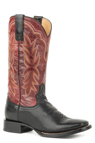 Stetson Womens Black/Red Leather Jessica 11In Cowboy Boots