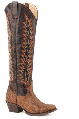 Stetson Womens Brown Python Miley 18In Otk Cowboy Boots