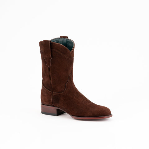 Ferrini Mens Chocolate Leather Roughrider R-Toe Cowboy Boots