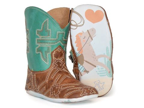 Tin Haul Boys Infant Brown Leather I Am In Stitches Cowboy Boots