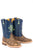 Tin Haul Boys Toddler Brown/Blue Leather Barbed Wire Cowboy Boots