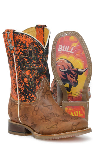 Tin Haul Boys Kids Tan Leather Raging Bull Mini Brands Cowboy Boots