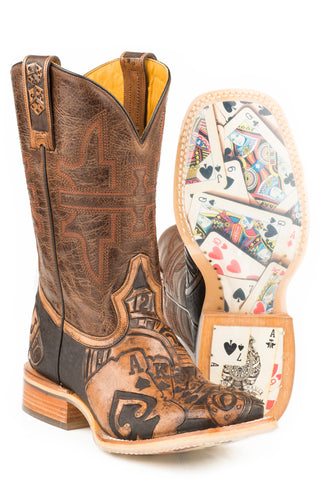 Tin Haul Mens Brown Leather The Gambler Cowboy Boots