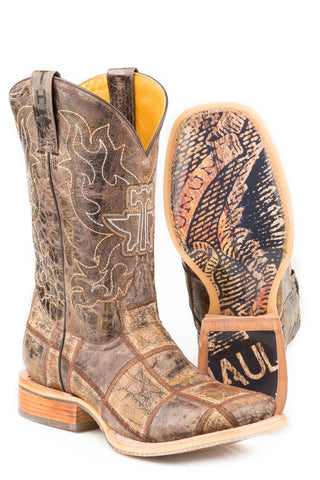Tin Haul Mens Brown Leather Money Maker Eagle Cowboy Boots