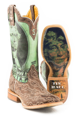 Tin Haul Mens Brown Leather Deuce Money Cowboy Boots