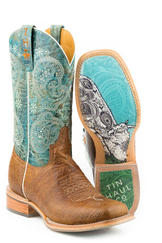 Tin Haul Womens Honey Tan Leather Yee-Haw Cowboy Boots