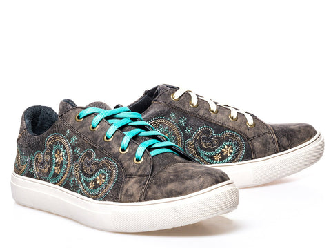 Tin Haul Womens Distressed Brown Leather Paisley Oxford Shoes